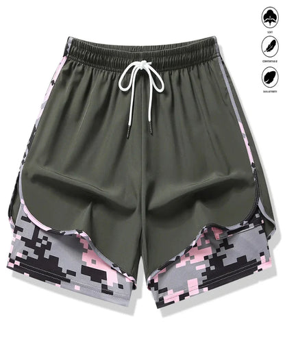 Womens Athletic Shorts with Built In Liner and Drawstring Waist